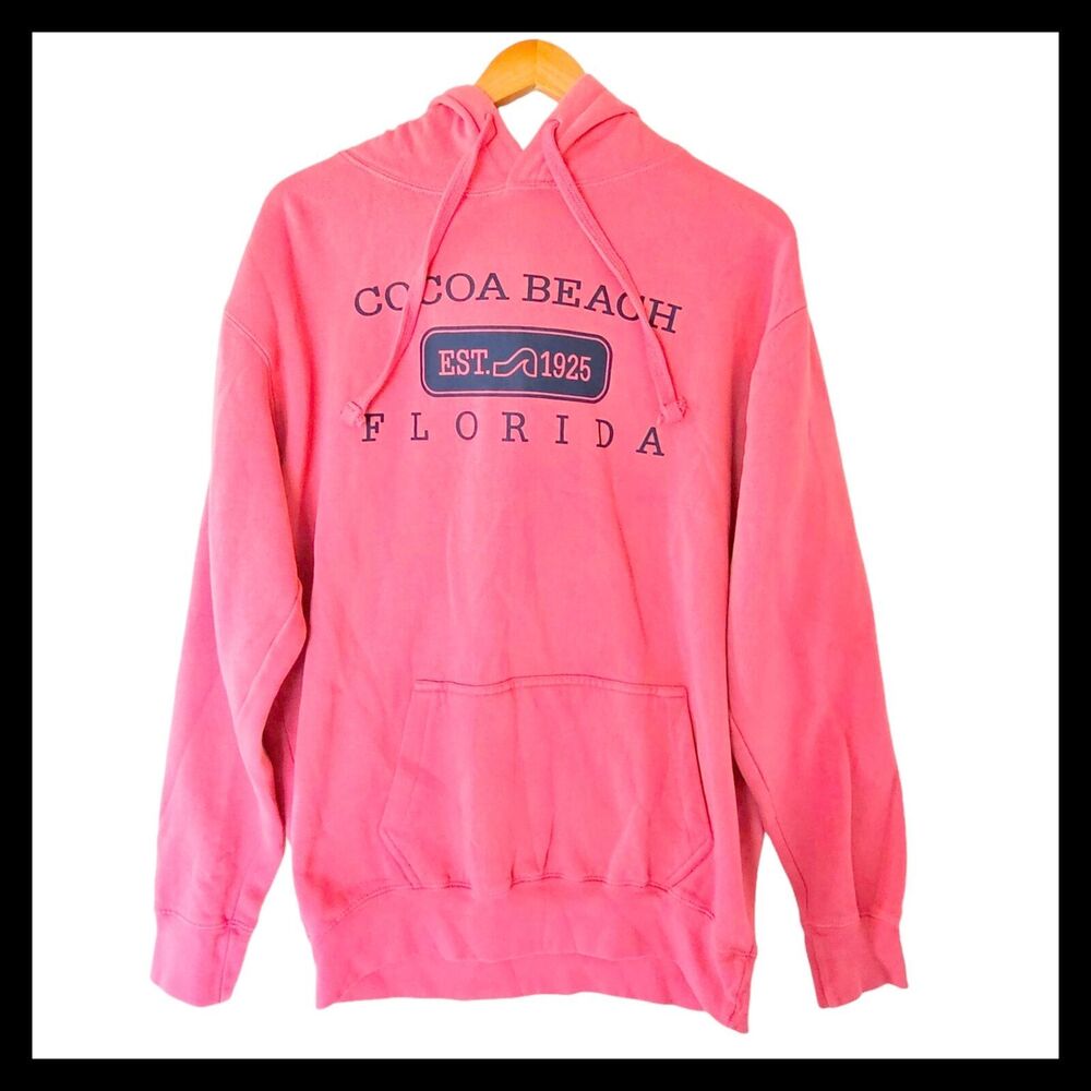 Trading co Beach Outfitters Coral Hooded Sweatshirt Cocoa Beach Florida M Medium
